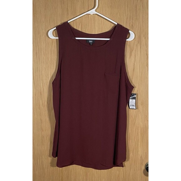 Mossimo Women's Plus Sz 2XL Burgundy Sleeveless Blouse Career Flowy Romantic NWT - Picture 1 of 7